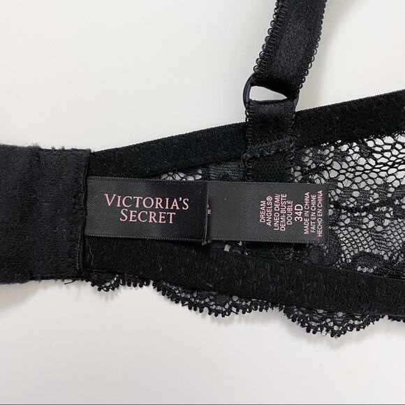 Victoria’s Secret Black Lace Bra Dream Angels Lined Demi 34D - Picture 11 of 11